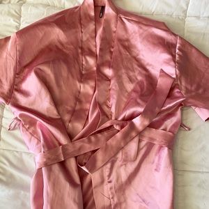 Fashion Nova Pink Silk Robe